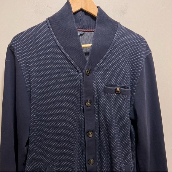 Ted Baker London Navy Blue Button Down Cardigan Sweater Size 4 Large - Picture 3 of 12